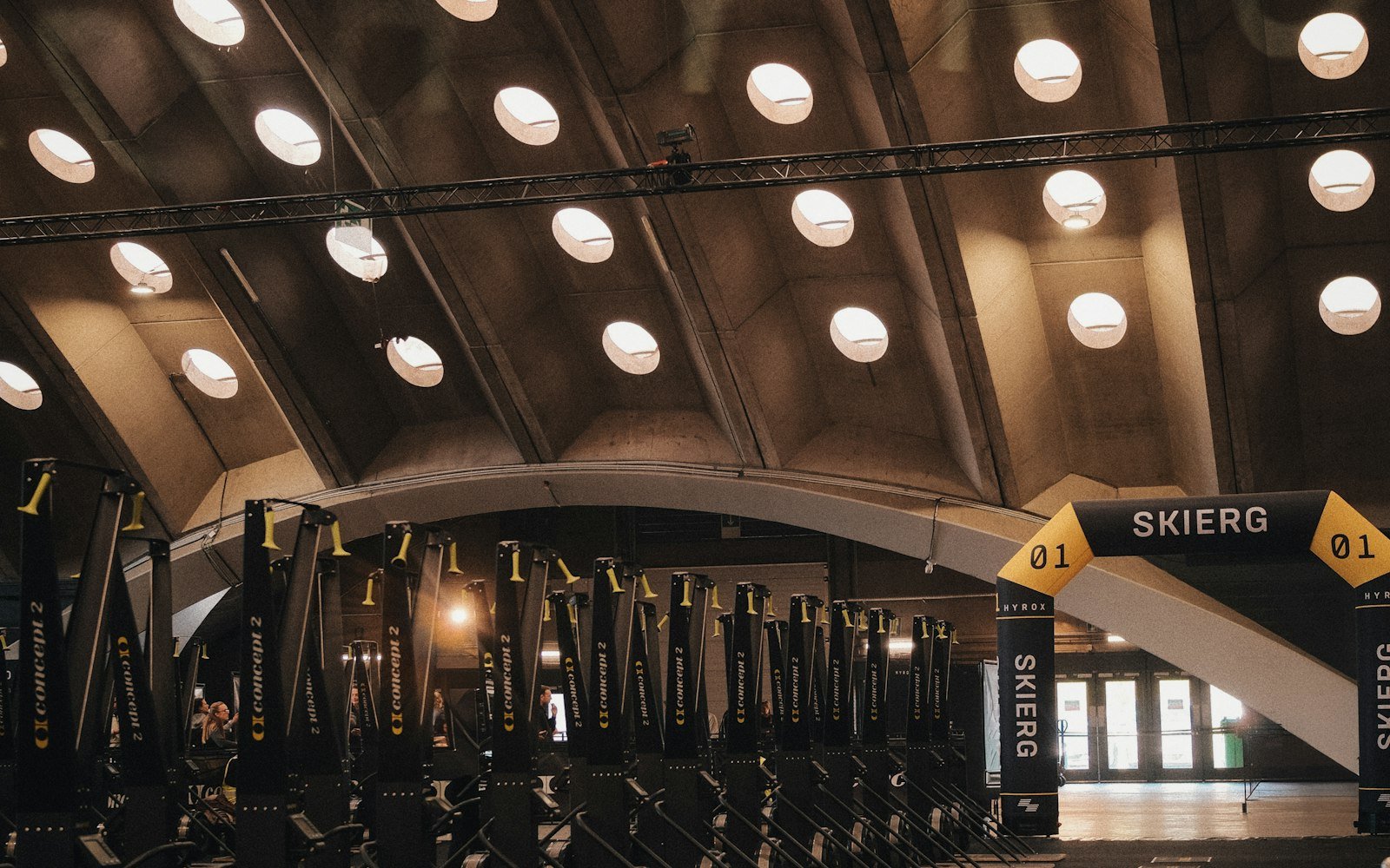 Row of cardio machines in a modern gym
